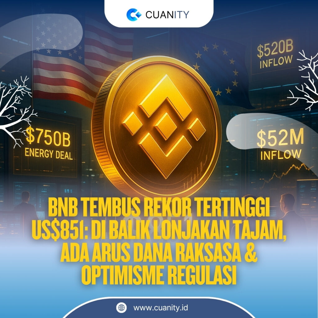BNB Tembus Rekor Tertinggi US$851 Di Balik Lonjakan Tajam, Ada Arus Dana Raksasa & Optimisme Regulasi