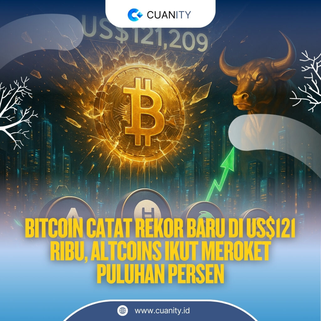 Bitcoin Catat Rekor Baru di US$121 Ribu, Altcoins Ikut Meroket Puluhan Persen
