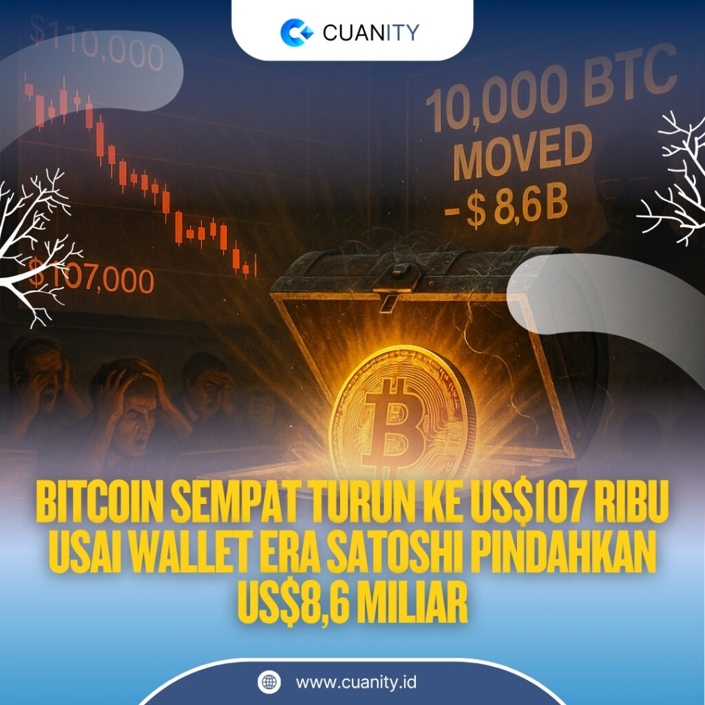 Bitcoin Turun ke US$107.000 Usai Wallet Era Satoshi Bangkit, Pasar Dikejutkan oleh Perpindahan BTC Senilai US$8,6 Miliar