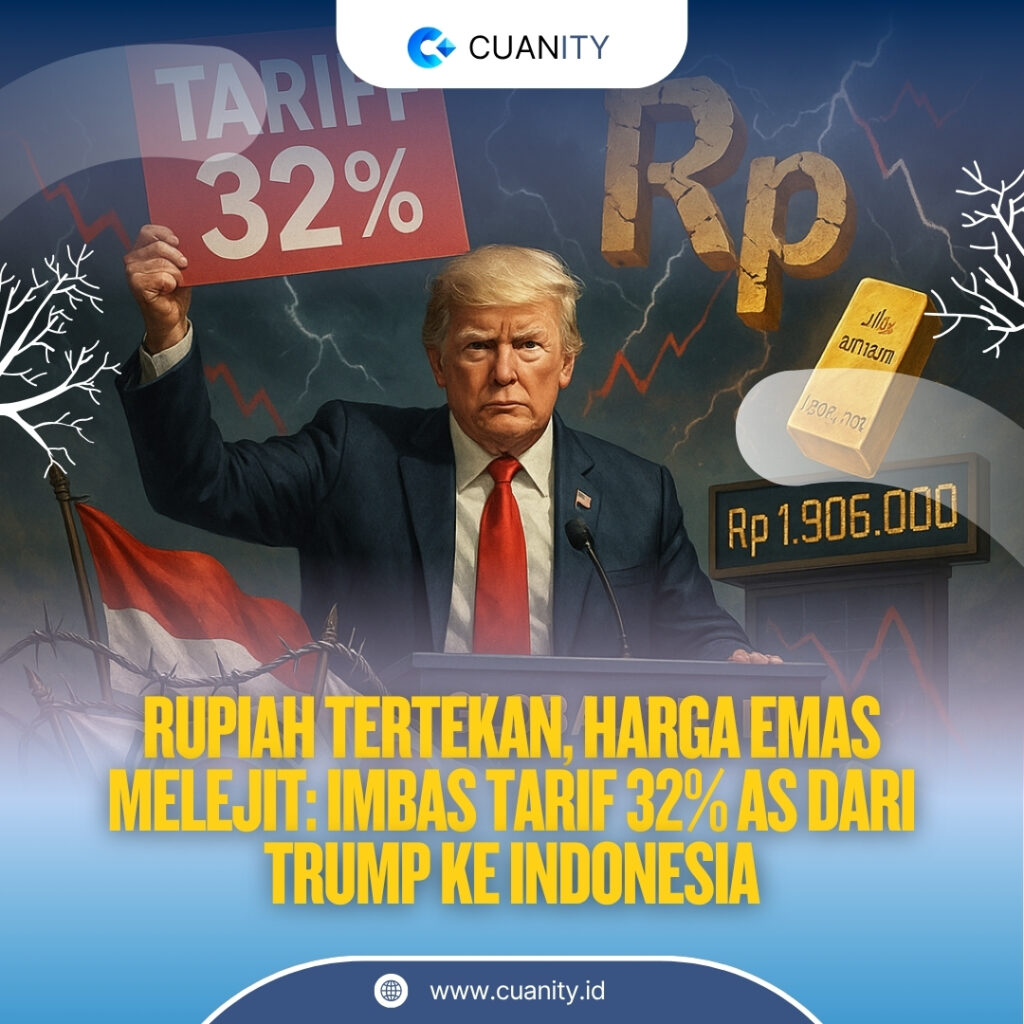 Rupiah Tertekan, Harga Emas Melejit Imbas Tarif 32% AS dari Trump ke Indonesia