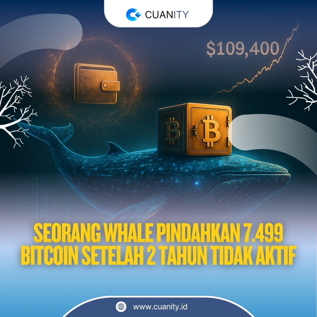Whale Tertidur Kembali Bergerak 7.499 BTC Senilai $816 Juta Dipindahkan Setelah 2 Tahun Hening